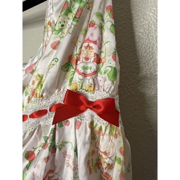 Dolls Kill Strawberry Shortcake Dress White Pink Satin Lace Mini Ruffle Sz XL - Picture 3 of 12